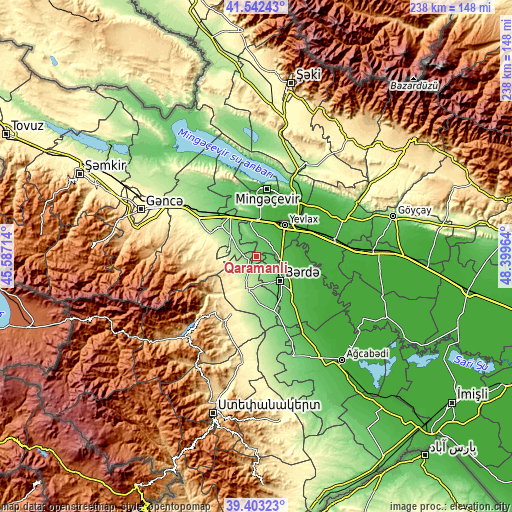 Topographic map of Qaramanlı