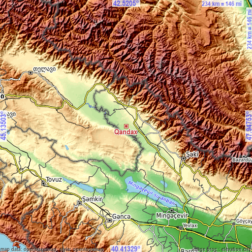 Topographic map of Qandax