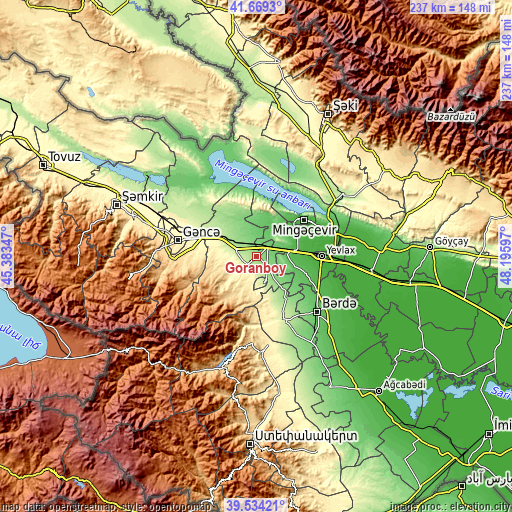 Topographic map of Goranboy