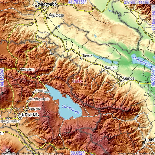 Topographic map of Çatax