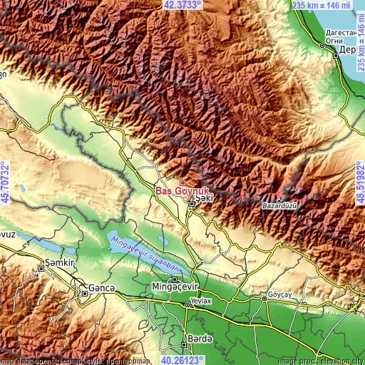 Topographic map of Baş Göynük