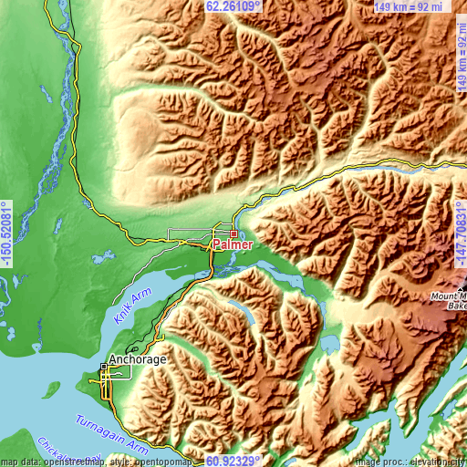 Topographic map of Palmer