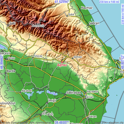 Topographic map of Aghsu
