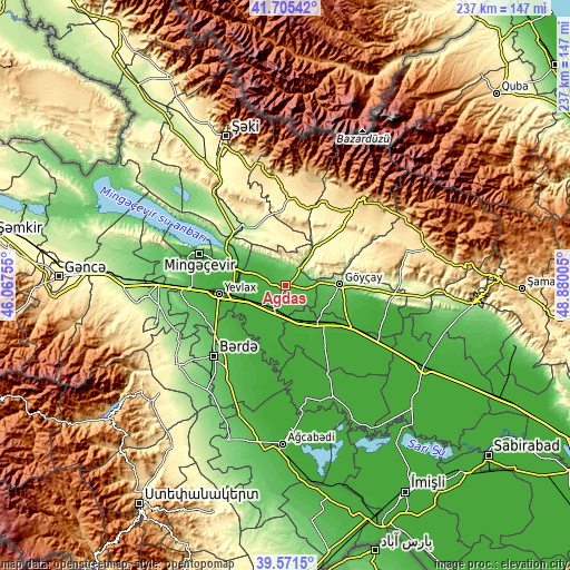 Topographic map of Ağdaş