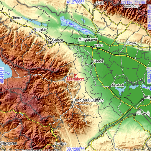 Topographic map of Martakert