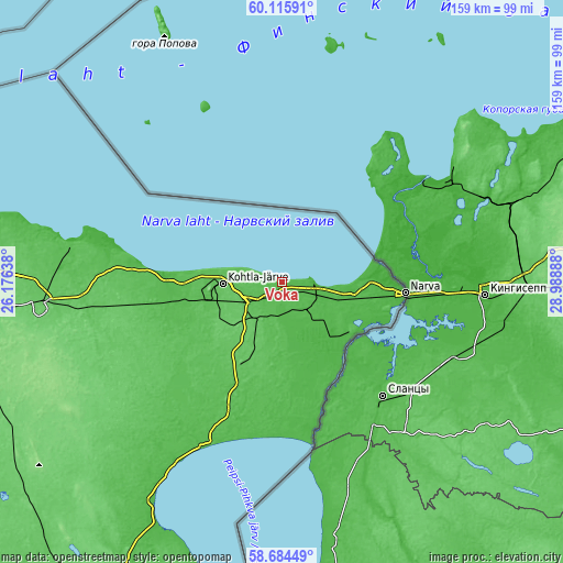 Topographic map of Voka