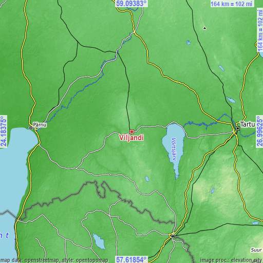 Topographic map of Viljandi