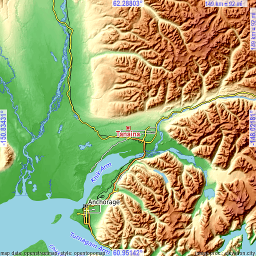 Topographic map of Tanaina