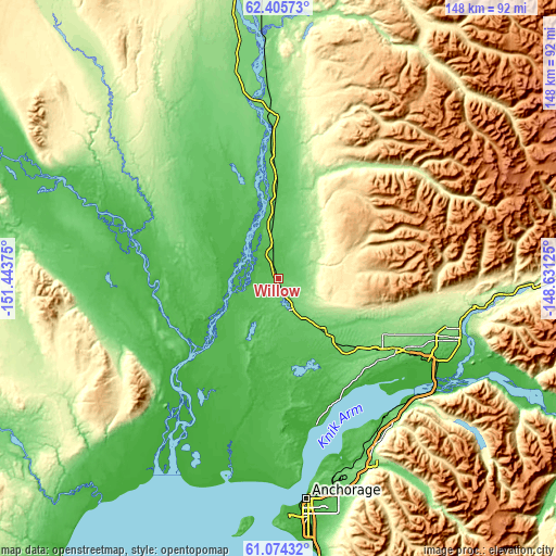 Topographic map of Willow