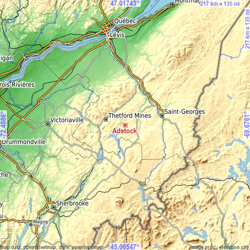Topographic map of Adstock