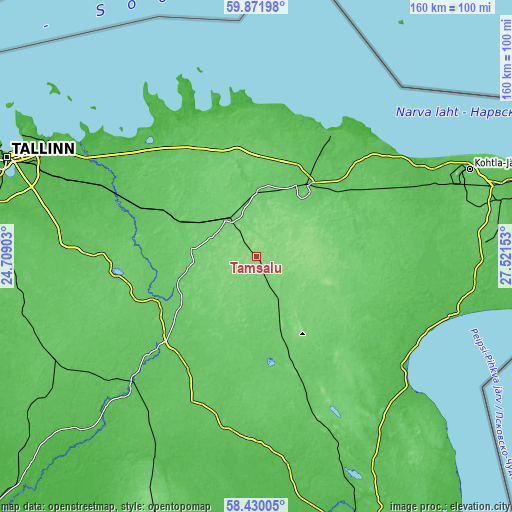 Topographic map of Tamsalu