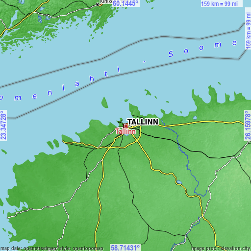 Topographic map of Tallinn