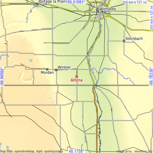 Topographic map of Altona