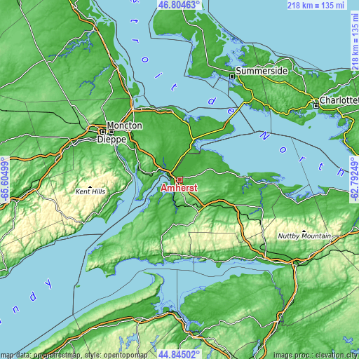 Topographic map of Amherst