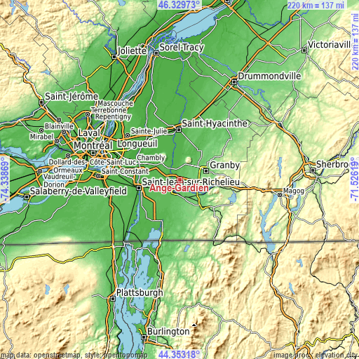 Topographic map of Ange-Gardien