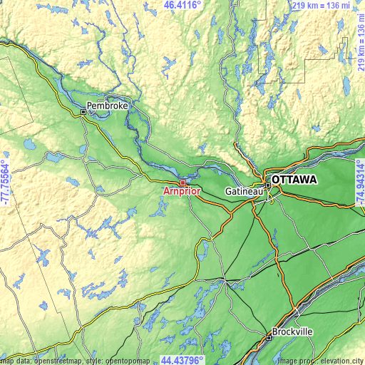 Topographic map of Arnprior