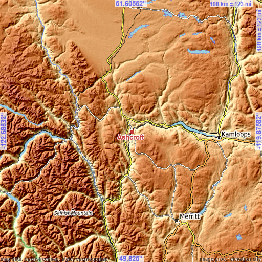Topographic map of Ashcroft