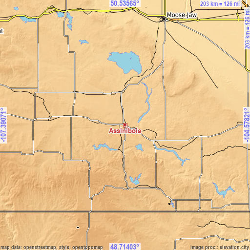 Topographic map of Assiniboia