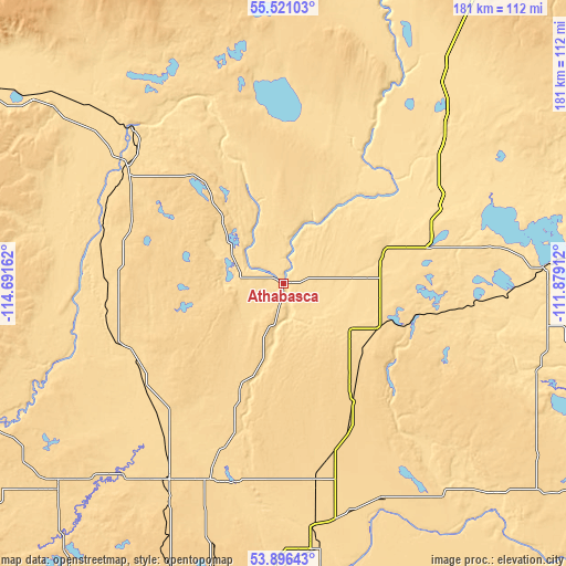 Topographic map of Athabasca