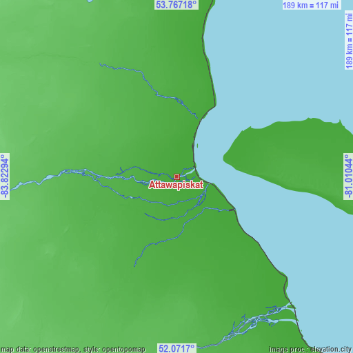 Topographic map of Attawapiskat