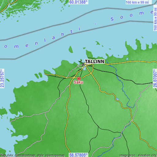 Topographic map of Saku