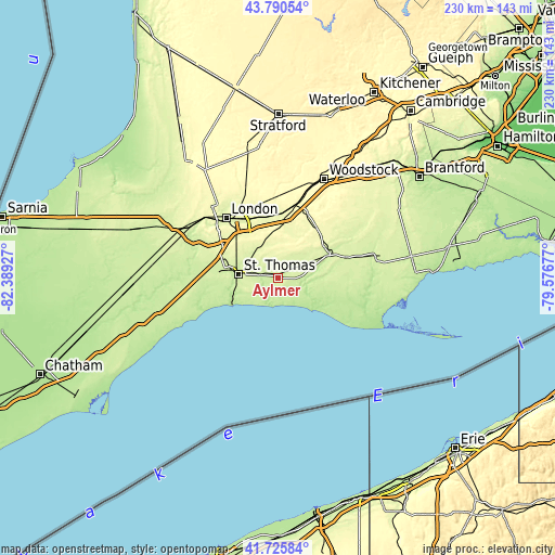 Topographic map of Aylmer