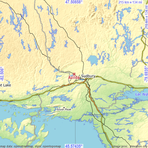 Topographic map of Azilda