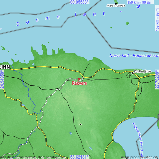 Topographic map of Rakvere