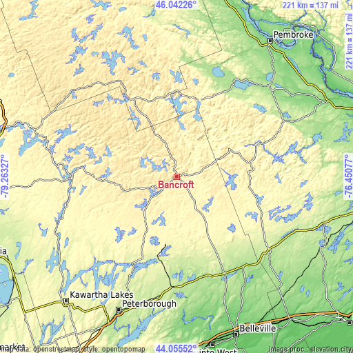 Topographic map of Bancroft