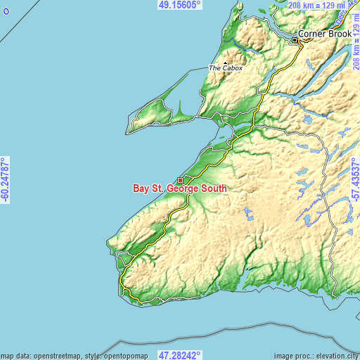 Topographic map of Bay St. George South