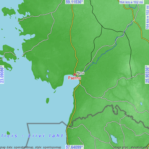 Topographic map of Pärnu