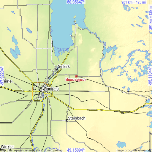 Topographic map of Beausejour