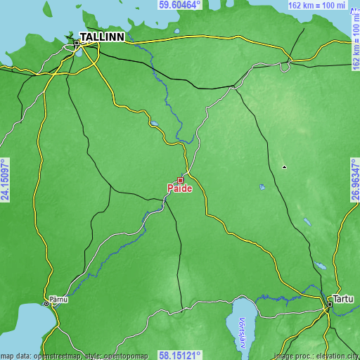 Topographic map of Paide