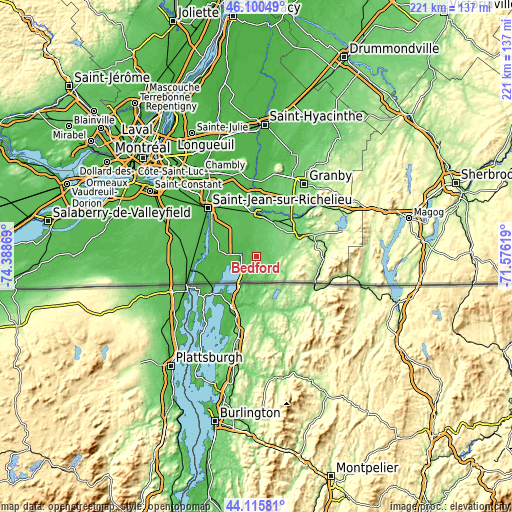 Topographic map of Bedford
