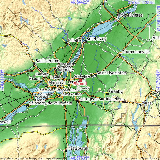 Topographic map of Beloeil