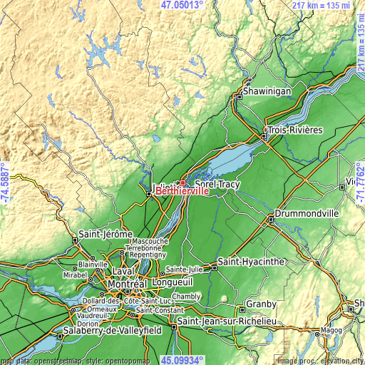 Topographic map of Berthierville