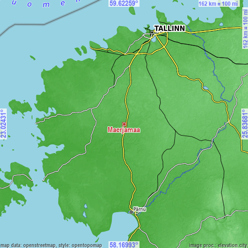 Topographic map of Märjamaa
