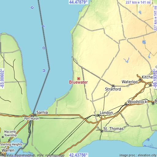 Topographic map of Bluewater