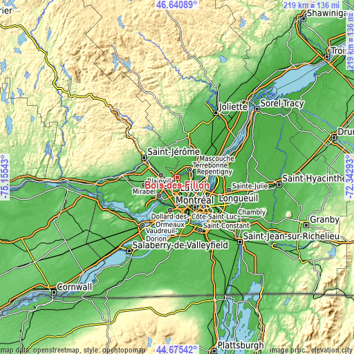 Topographic map of Bois-des-Filion