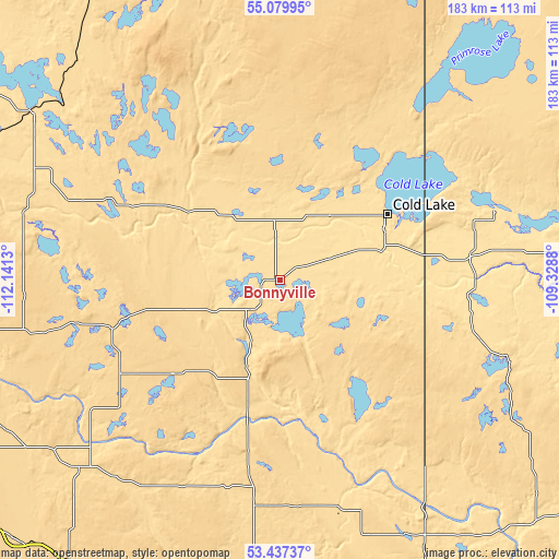 Topographic map of Bonnyville