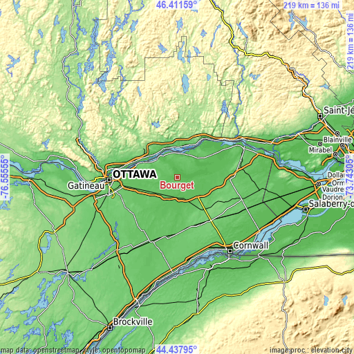 Topographic map of Bourget