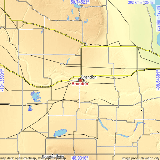 Topographic map of Brandon