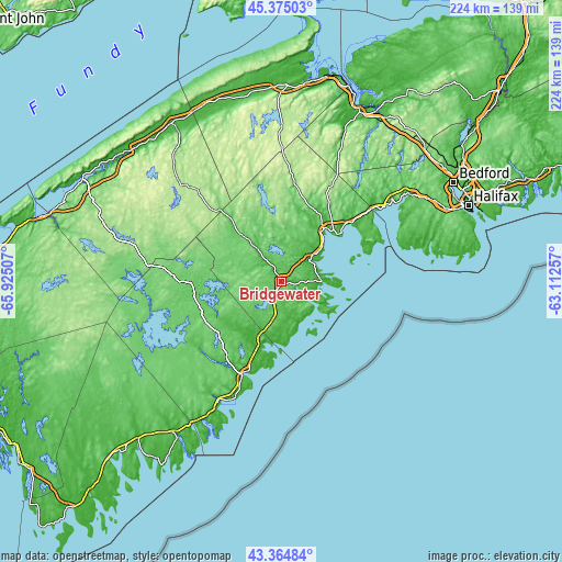 Topographic map of Bridgewater