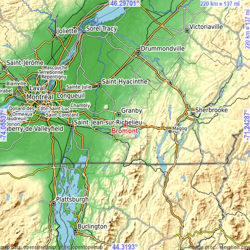 Topographic map of Bromont