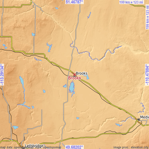 Topographic map of Brooks