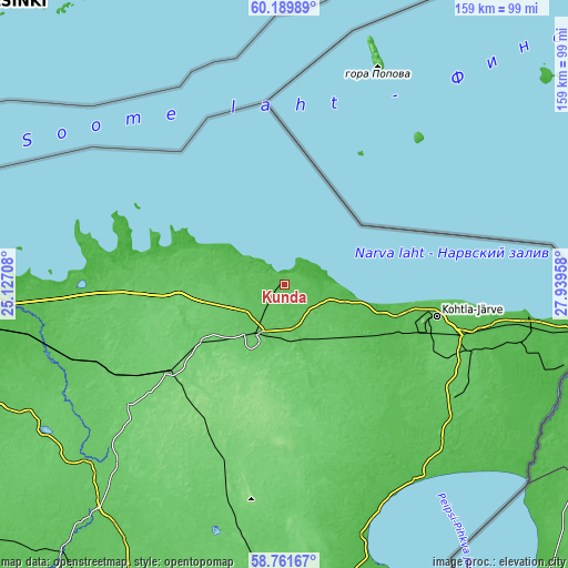 Topographic map of Kunda