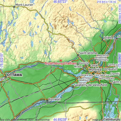 Topographic map of Brownsburg-Chatham