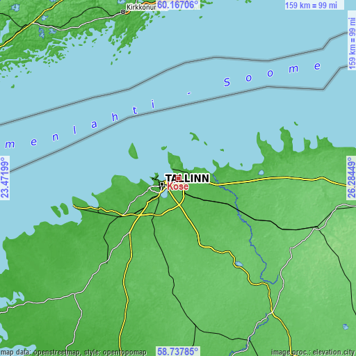 Topographic map of Kose
