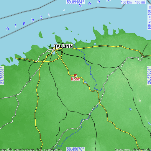 Topographic map of Kose