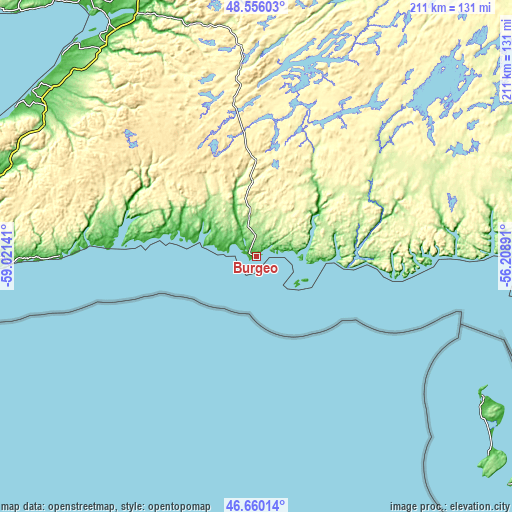 Topographic map of Burgeo